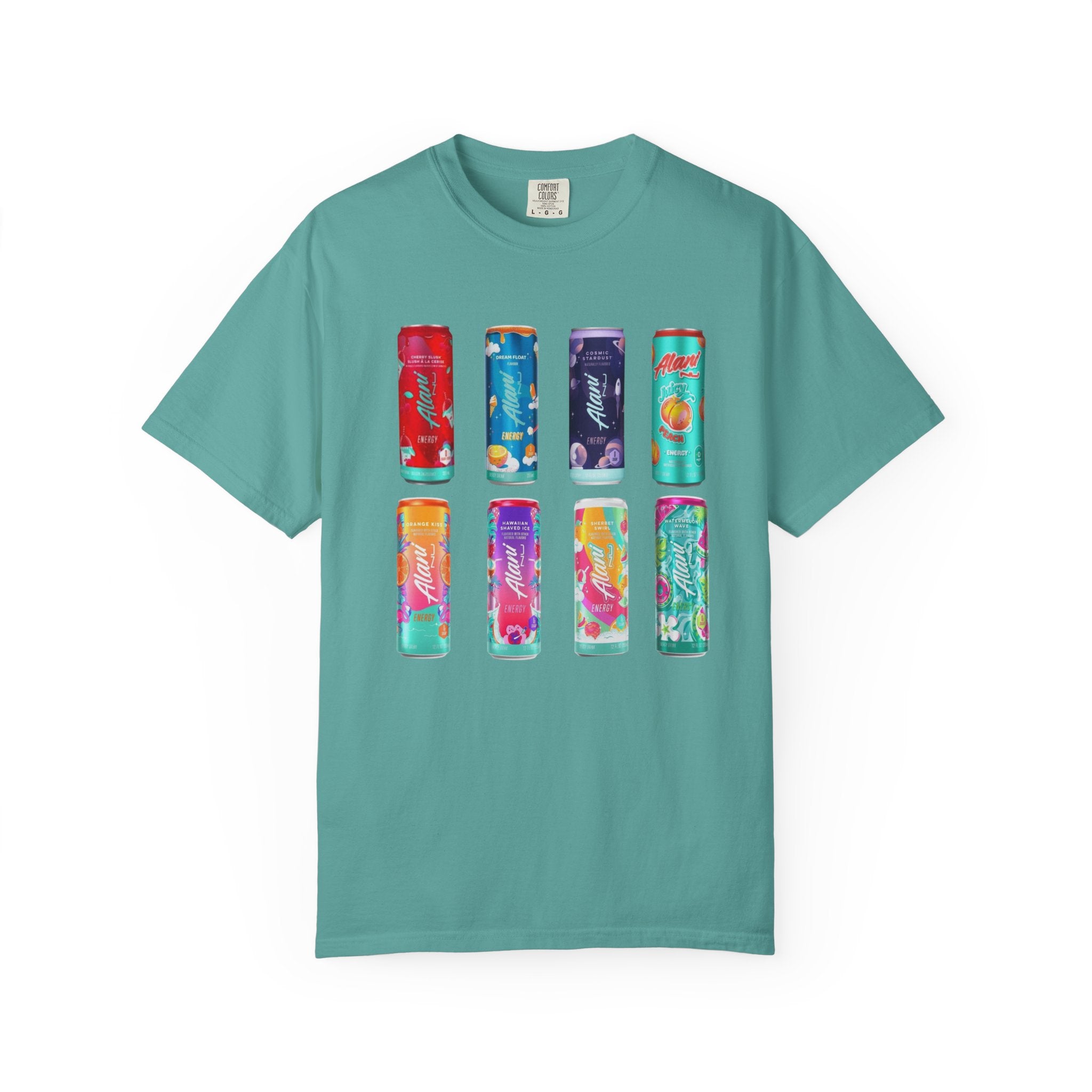 Alani Inspired Energy Drink Oversized Graphic Tee | Trendy Lavender Comfort Colors Style T-Shirt | Gym Girl, Energy Drink Lover, Casual Summer Tee