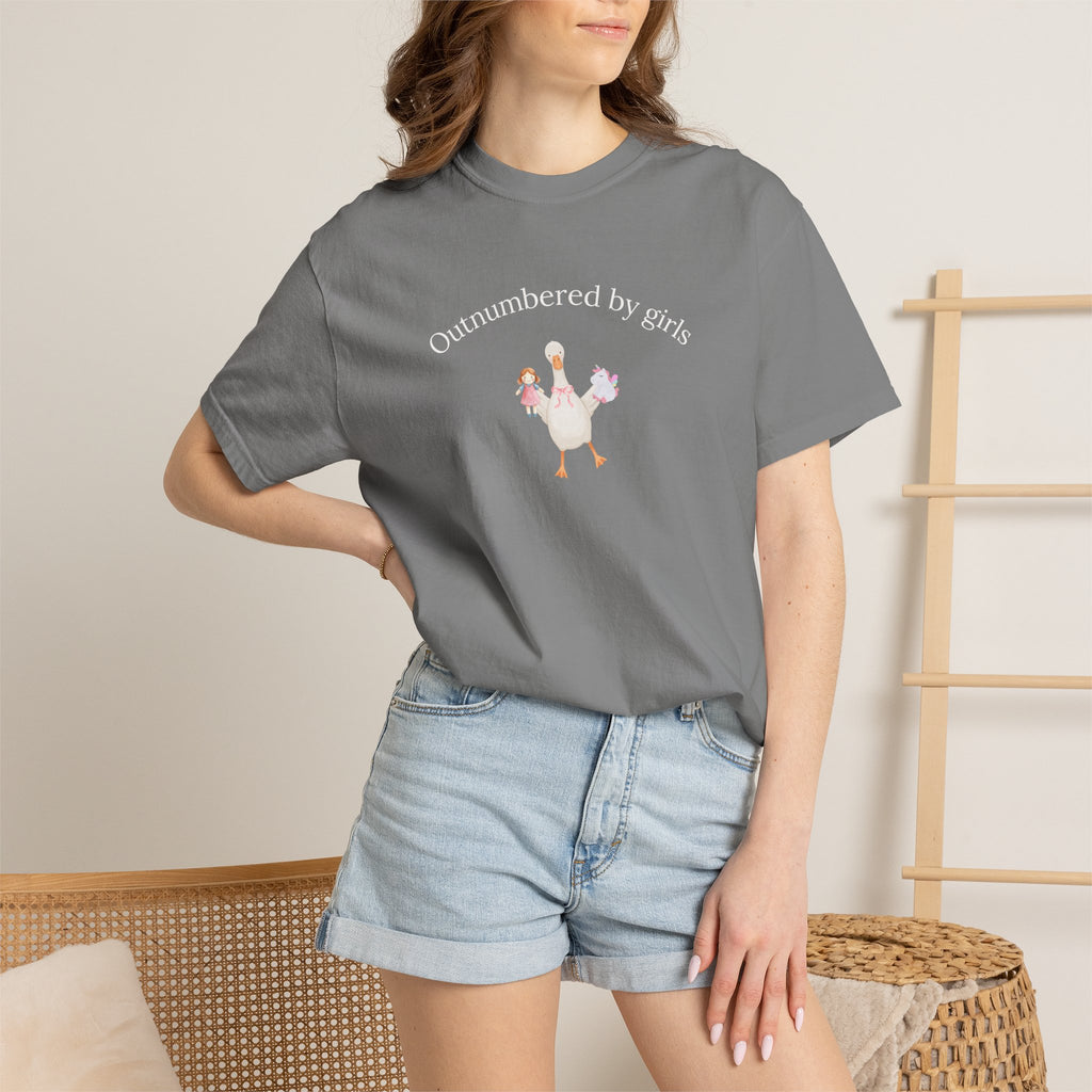 Outnumbered by Girls T-Shirt — Funny Hen Mom Graphic Tee