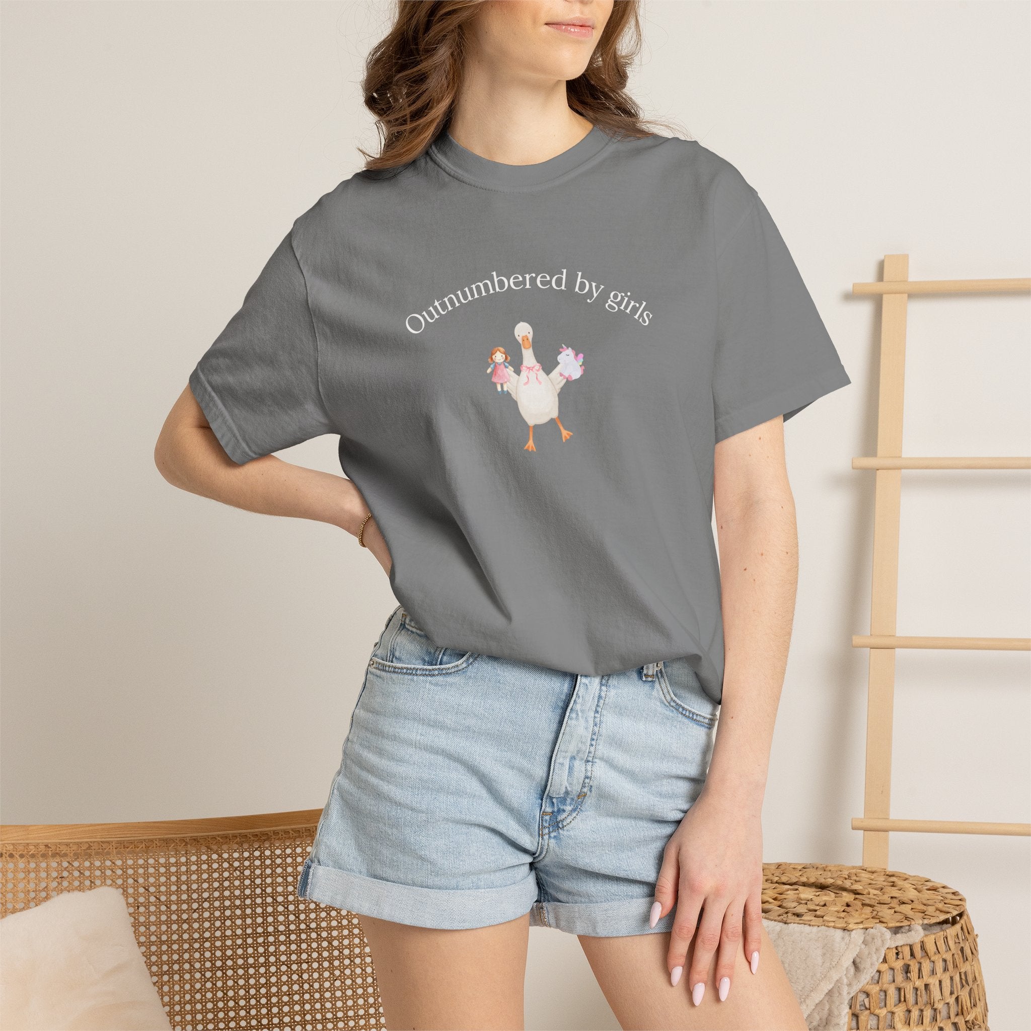 Outnumbered by Girls T-Shirt — Funny Hen Mom Graphic Tee