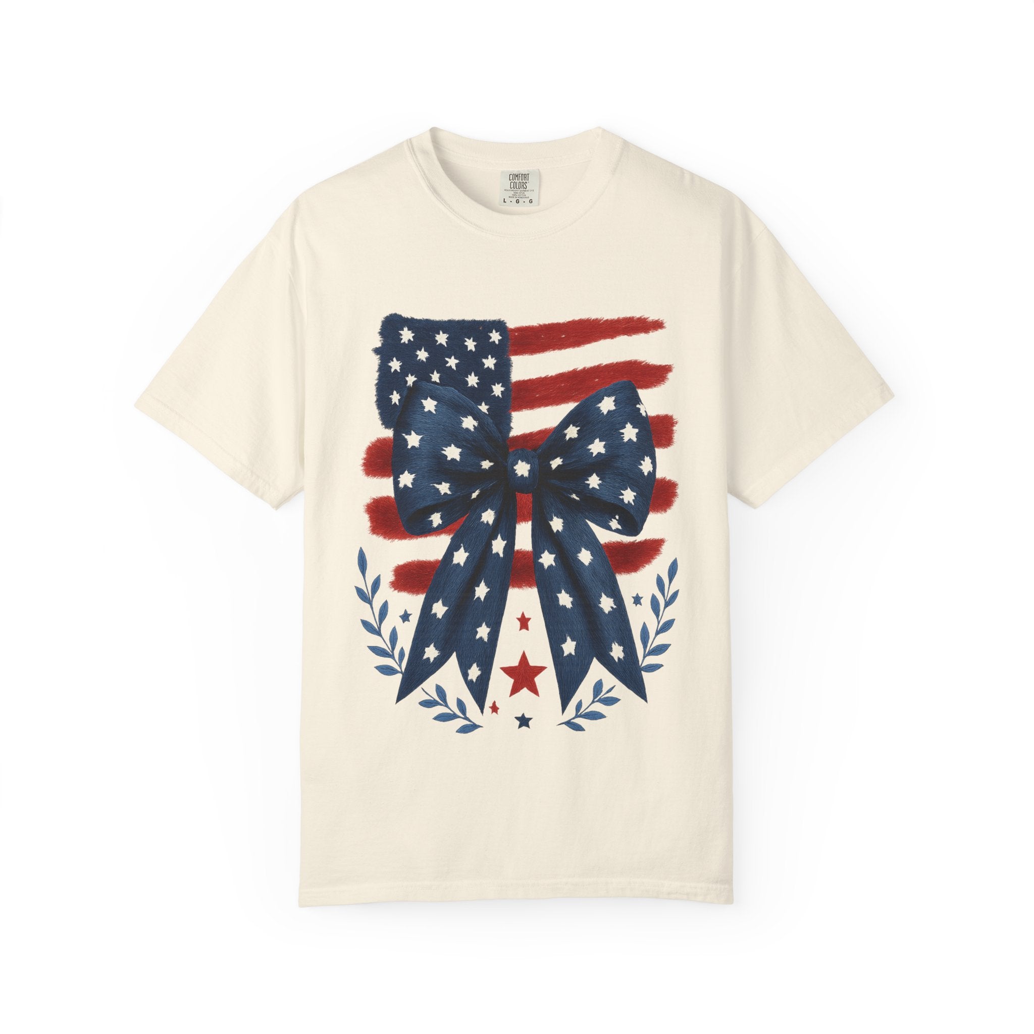 Patriotic Flag Bow T-Shirt — Americana 4th of July Tee
