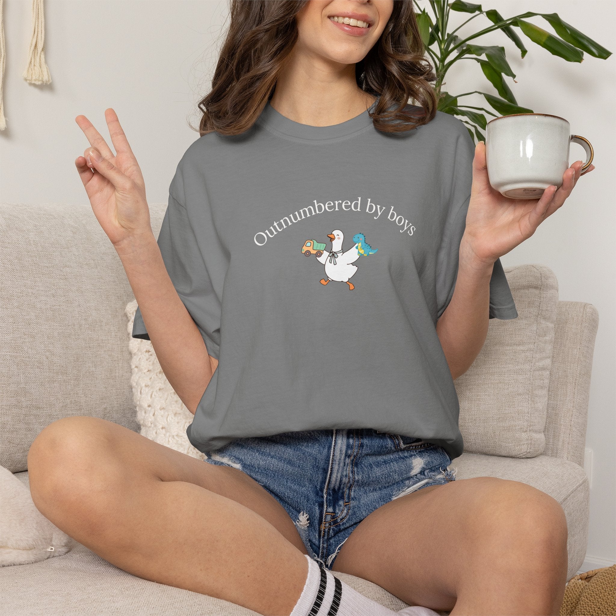 T-Shirt — ‘Outnumbered by Boys’ Duck Family Graphic Tee