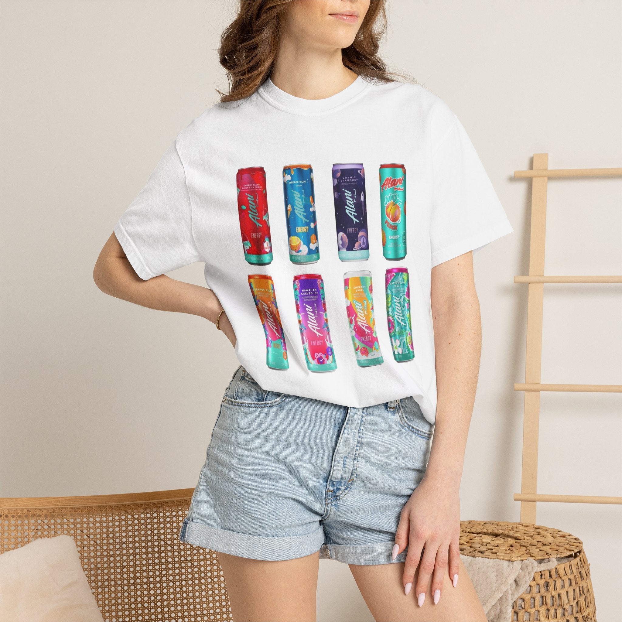 Alani Inspired Energy Drink Oversized Graphic Tee | Trendy Lavender Comfort Colors Style T-Shirt | Gym Girl, Energy Drink Lover, Casual Summer Tee