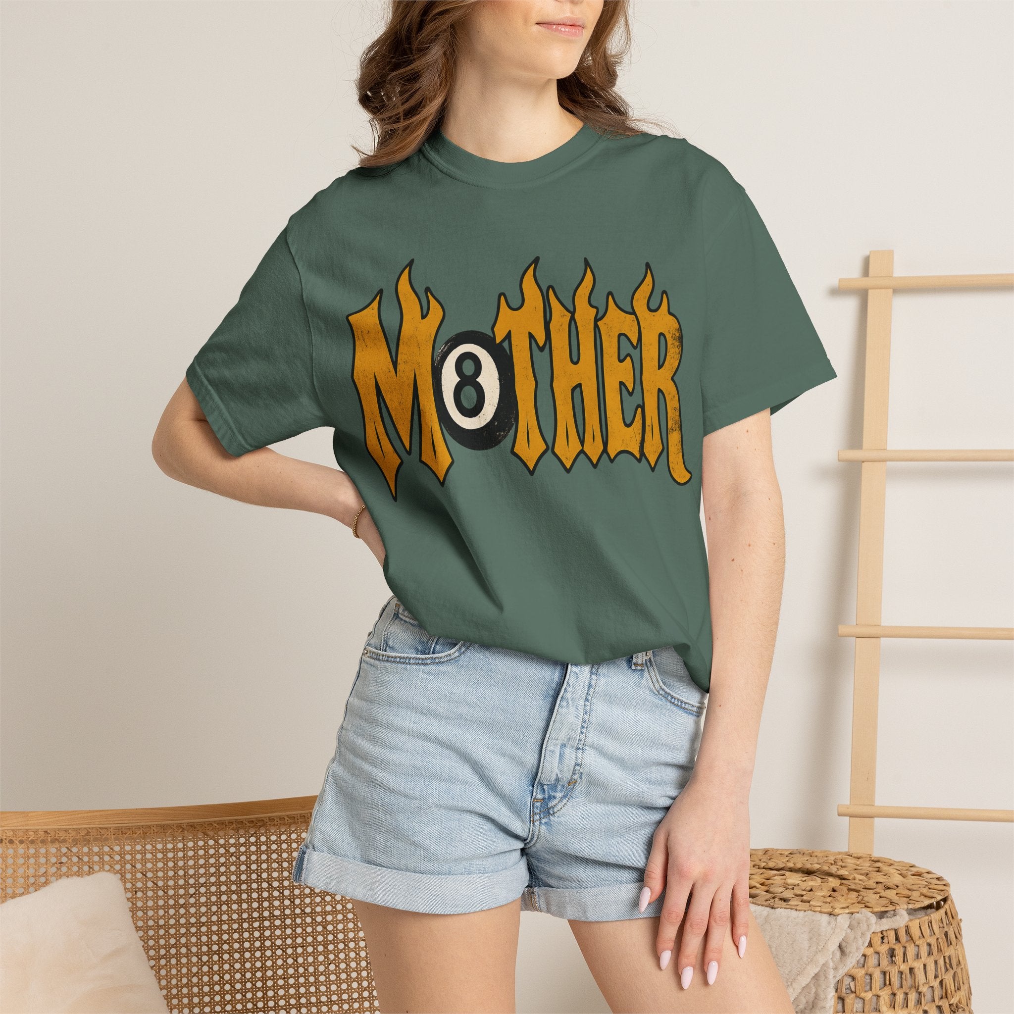 Mother 8 Ball Graphic Tee | Trendy Mom Shirt | Vintage Flame Lettering T-Shirt | Cool Mom Graphic Tee | Mother's Day Gift | Oversized Mom Tee