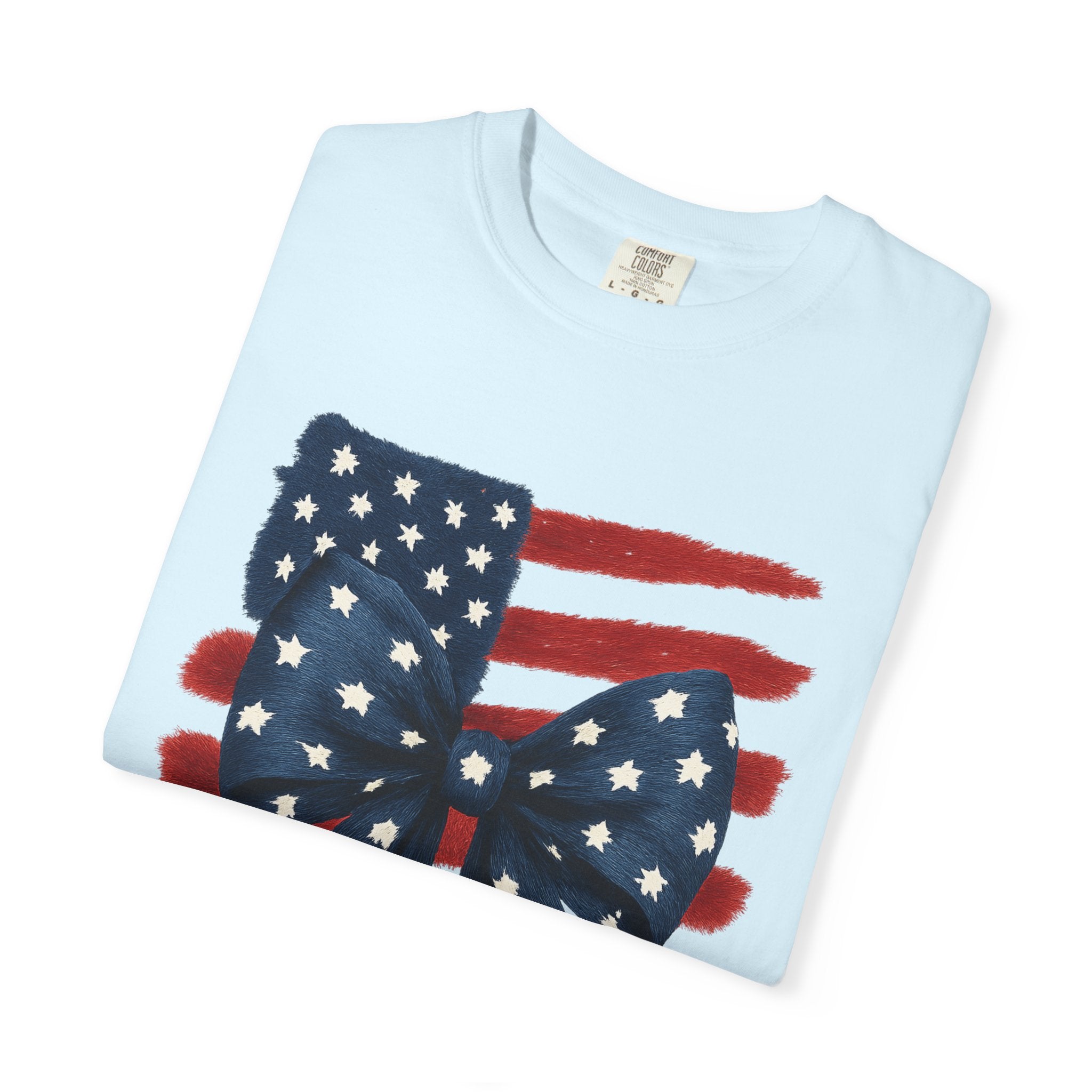 Patriotic Flag Bow T-Shirt — Americana 4th of July Tee
