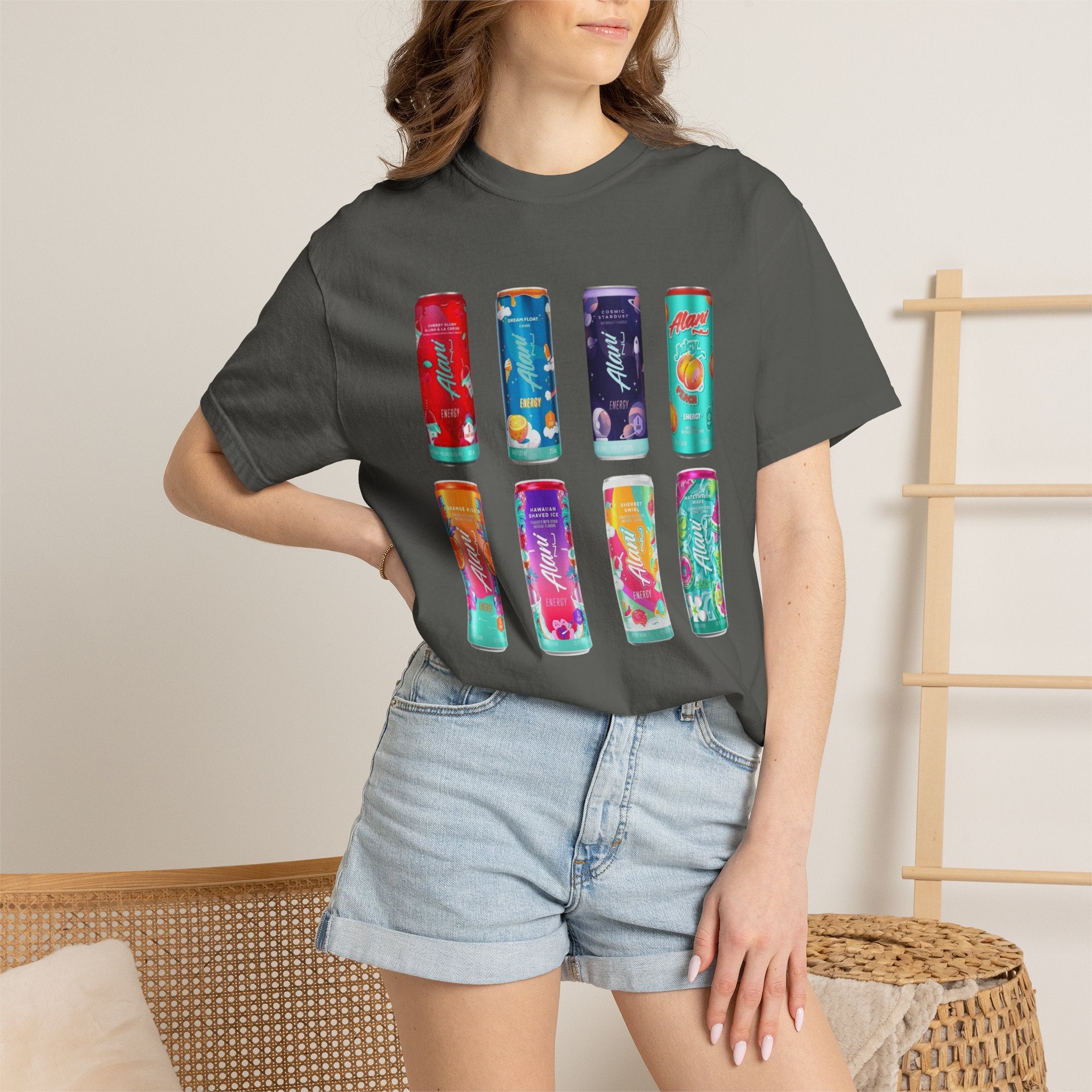 Alani Inspired Energy Drink Oversized Graphic Tee | Trendy Lavender Comfort Colors Style T-Shirt | Gym Girl, Energy Drink Lover, Casual Summer Tee