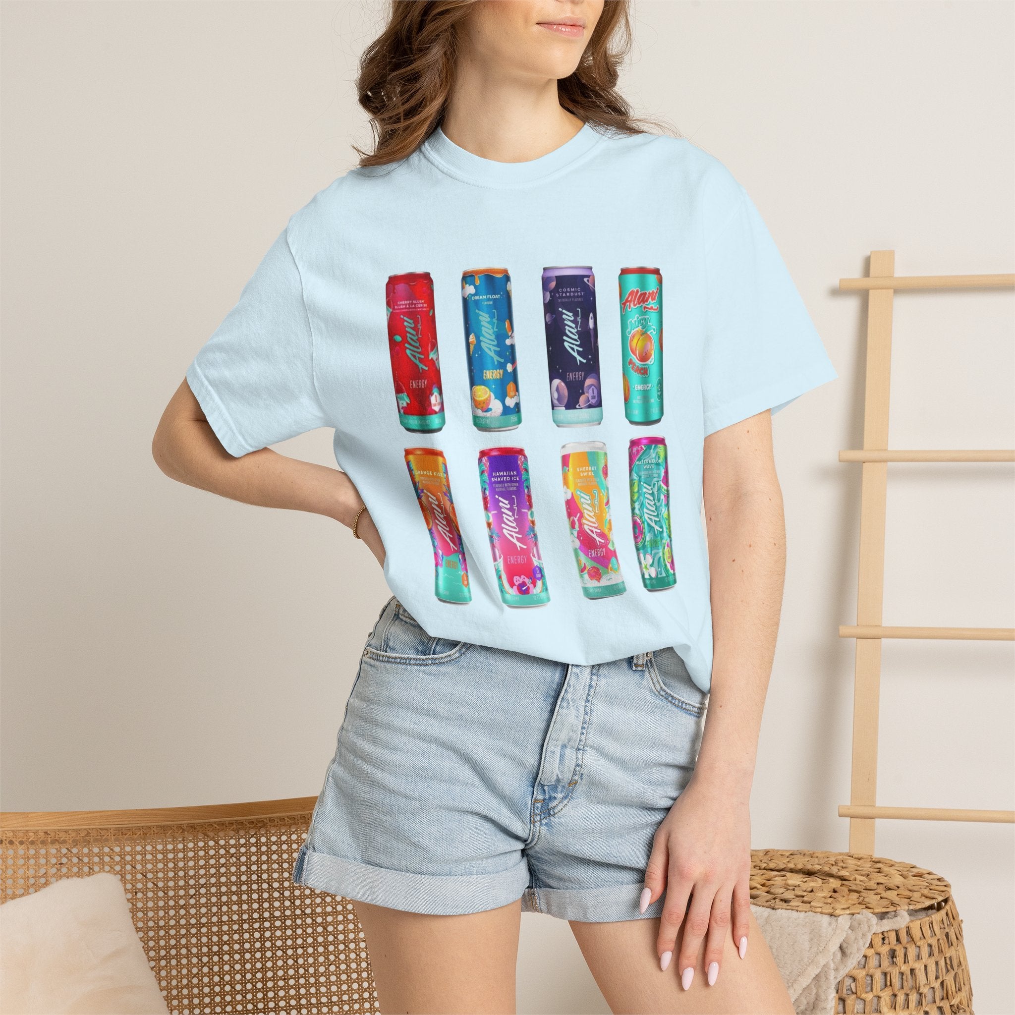 Alani Inspired Energy Drink Oversized Graphic Tee | Trendy Lavender Comfort Colors Style T-Shirt | Gym Girl, Energy Drink Lover, Casual Summer Tee