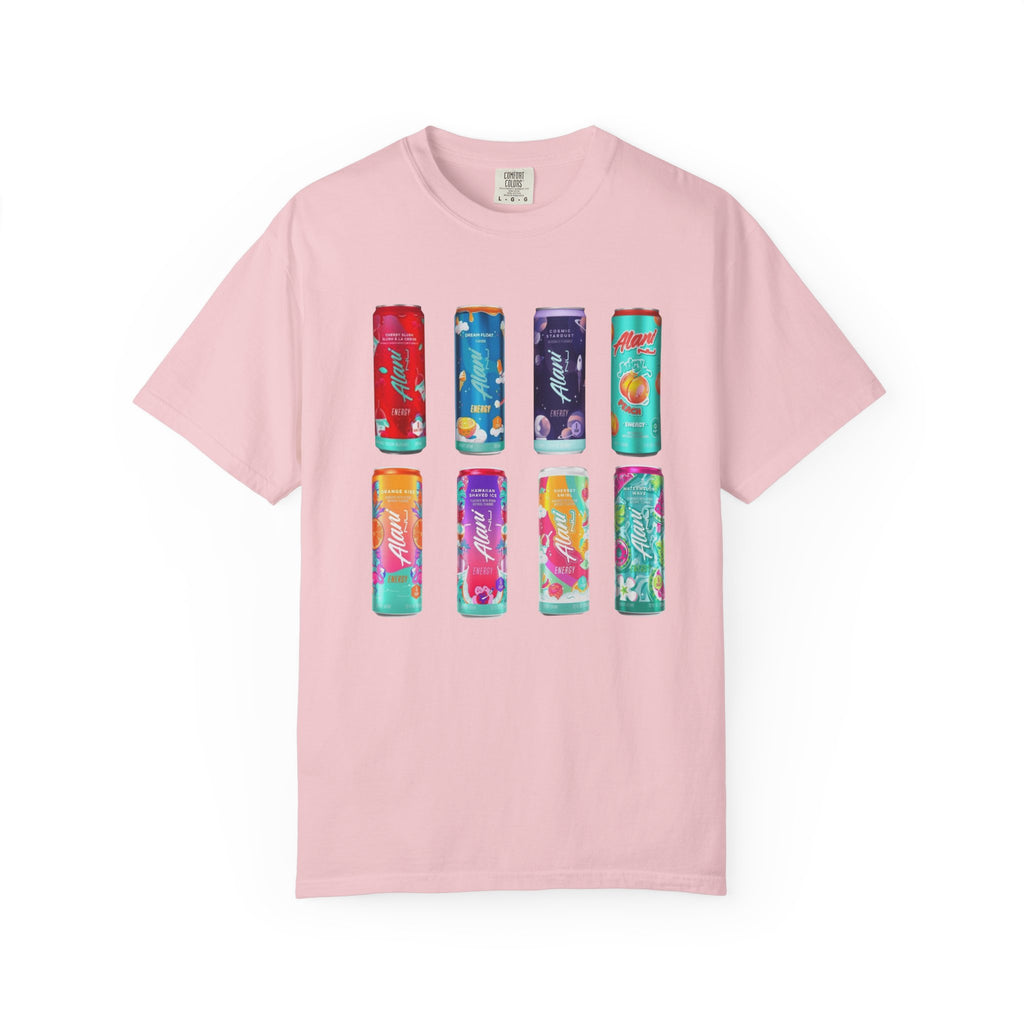 Alani Inspired Energy Drink Oversized Graphic Tee | Trendy Lavender Comfort Colors Style T-Shirt | Gym Girl, Energy Drink Lover, Casual Summer Tee