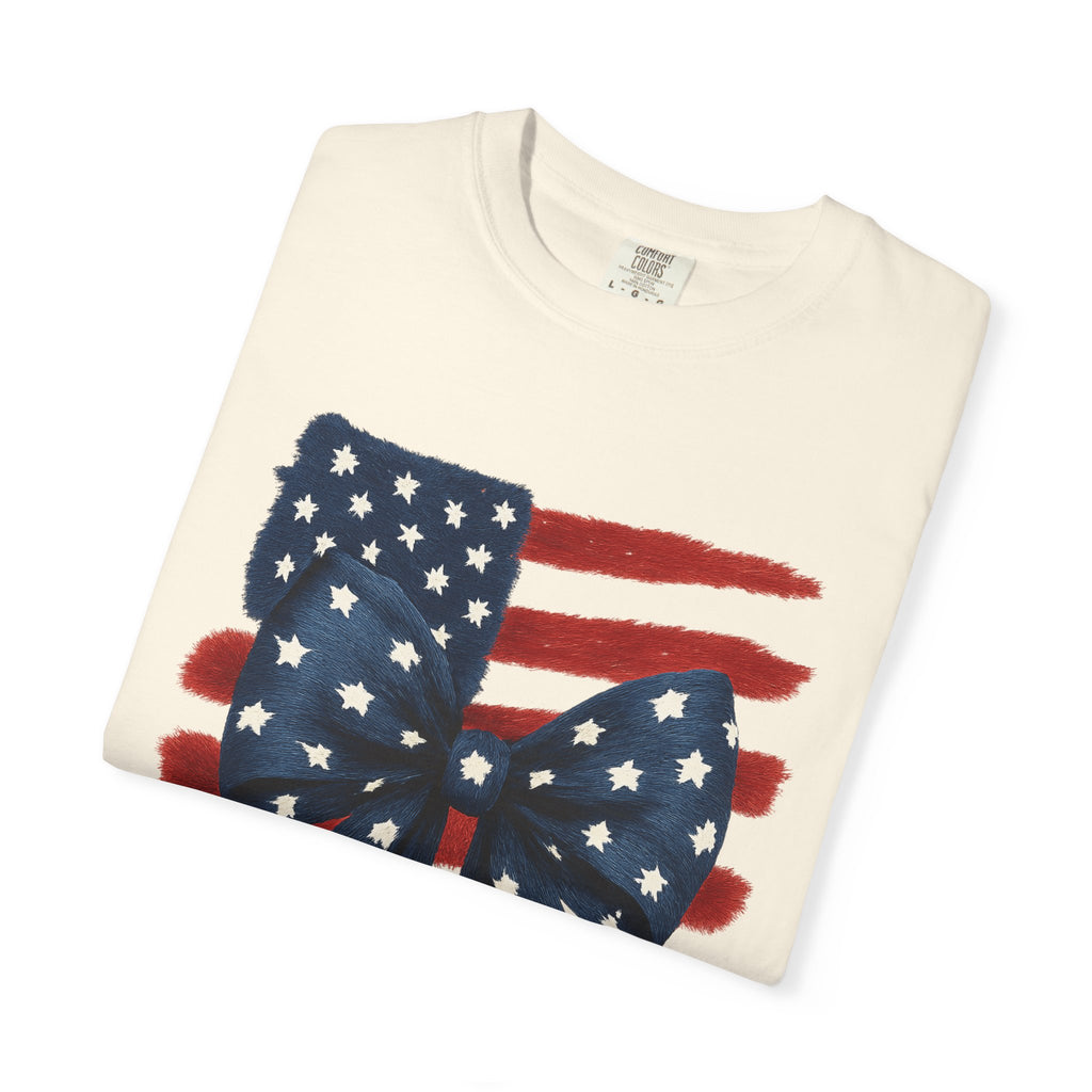 Patriotic Flag Bow T-Shirt — Americana 4th of July Tee