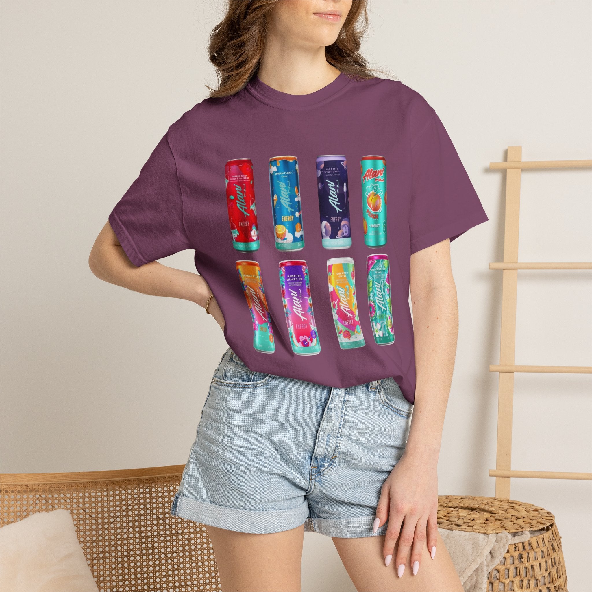 Alani Inspired Energy Drink Oversized Graphic Tee | Trendy Lavender Comfort Colors Style T-Shirt | Gym Girl, Energy Drink Lover, Casual Summer Tee