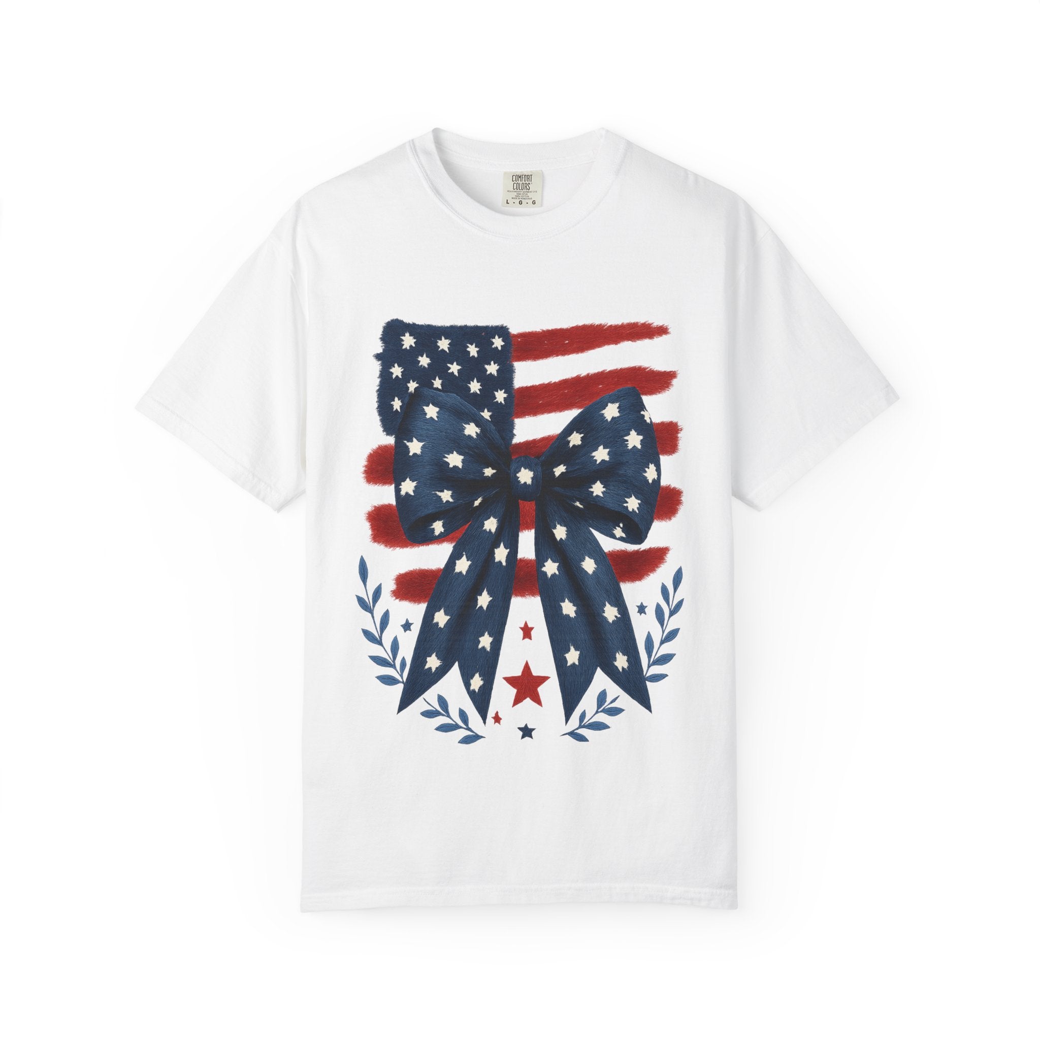 Patriotic Flag Bow T-Shirt — American Stars & Stripes Graphic Tee