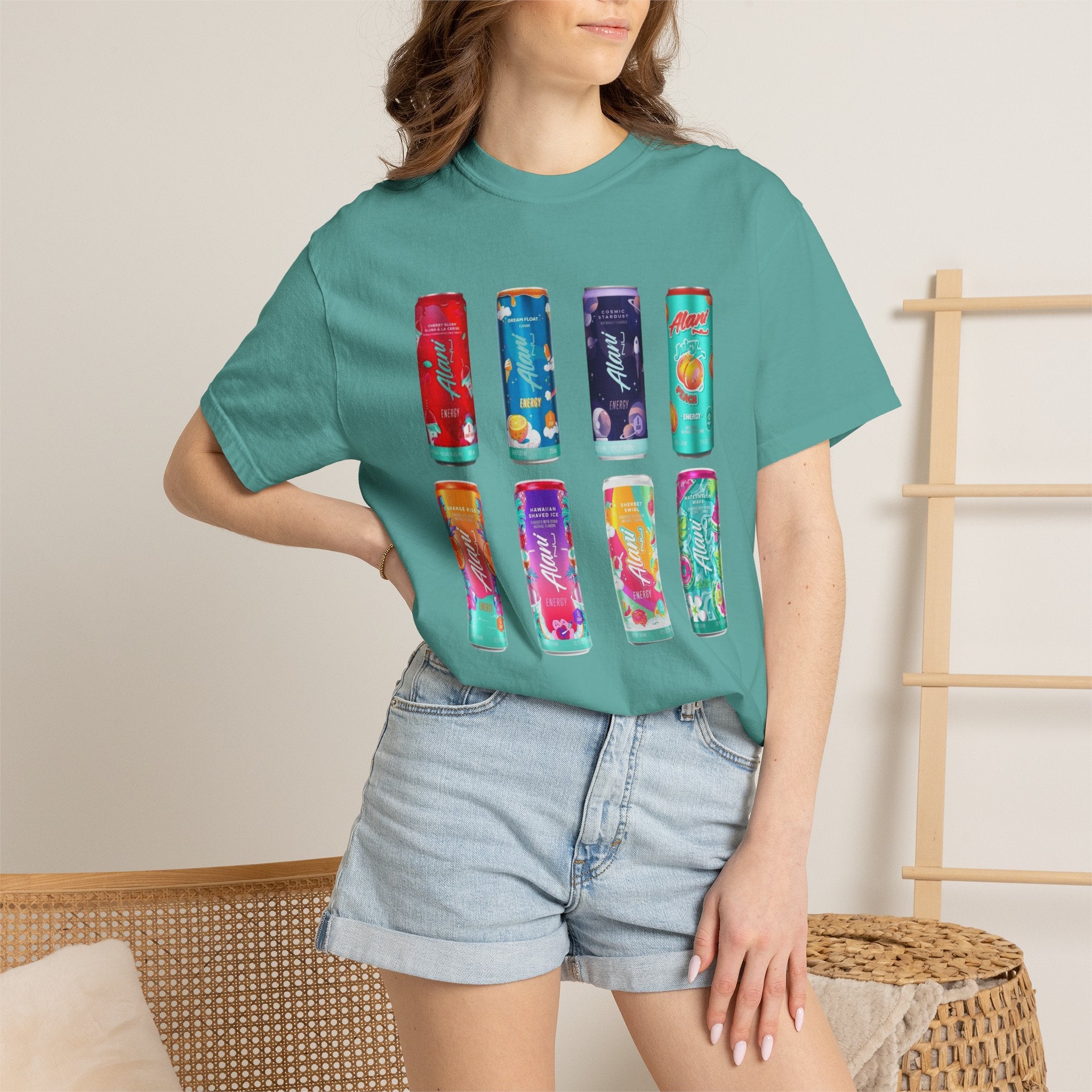 Alani Inspired Energy Drink Oversized Graphic Tee | Trendy Lavender Comfort Colors Style T-Shirt | Gym Girl, Energy Drink Lover, Casual Summer Tee