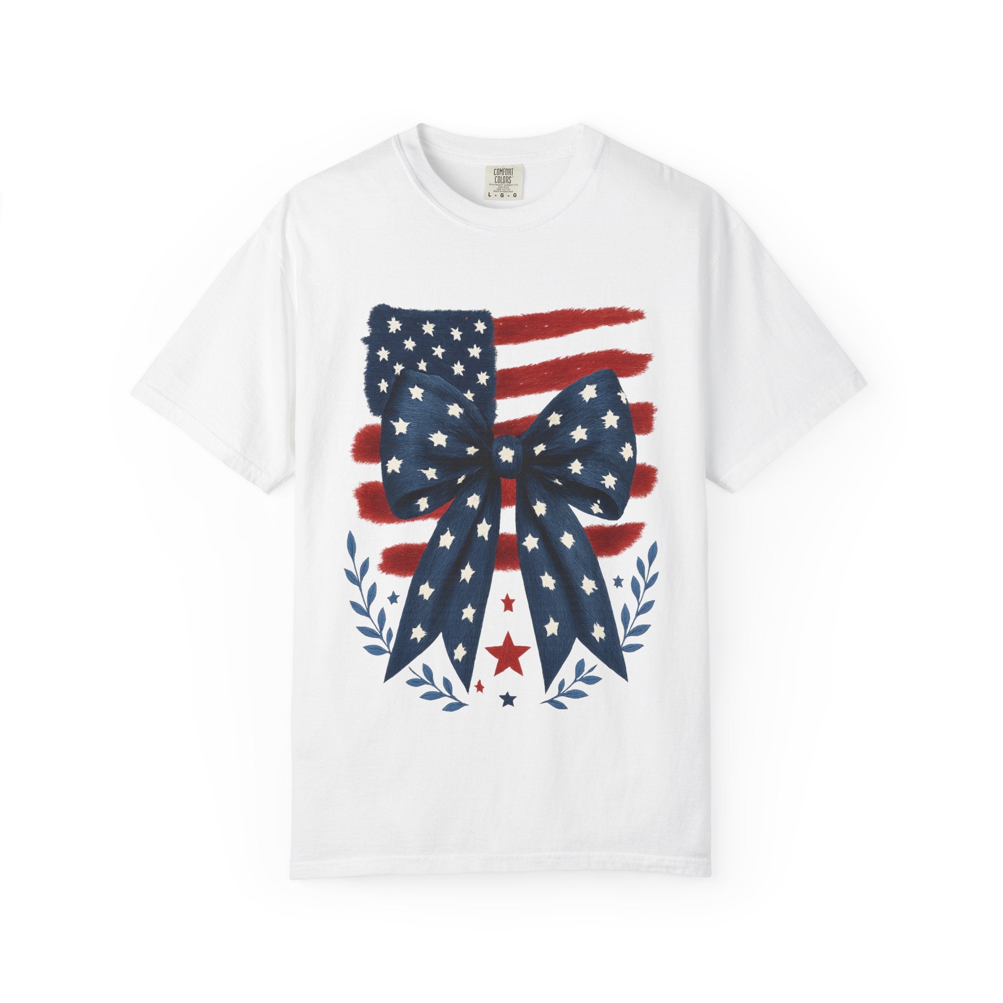 Patriotic Flag Bow T-Shirt — Americana 4th of July Tee