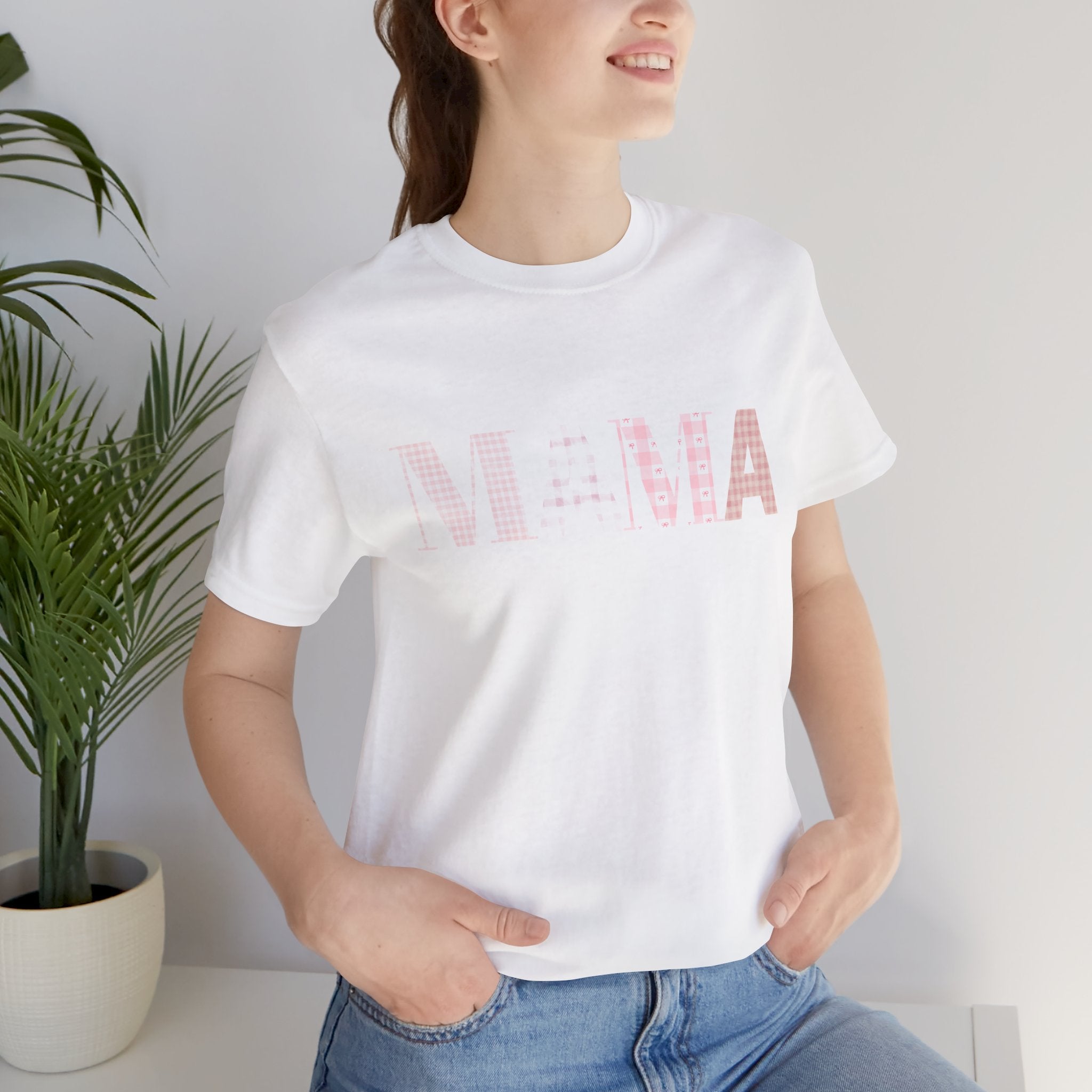 Mama Pink Pattern Tee — 'MAMA' Graphic Women's Casual T‑Shirt (Mother's Day Gift)