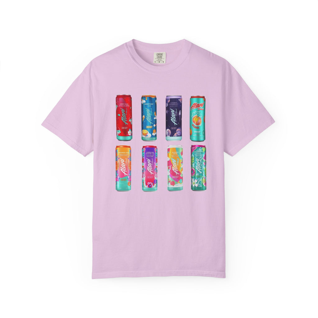 Alani Inspired Energy Drink Oversized Graphic Tee | Trendy Lavender Comfort Colors Style T-Shirt | Gym Girl, Energy Drink Lover, Casual Summer Tee