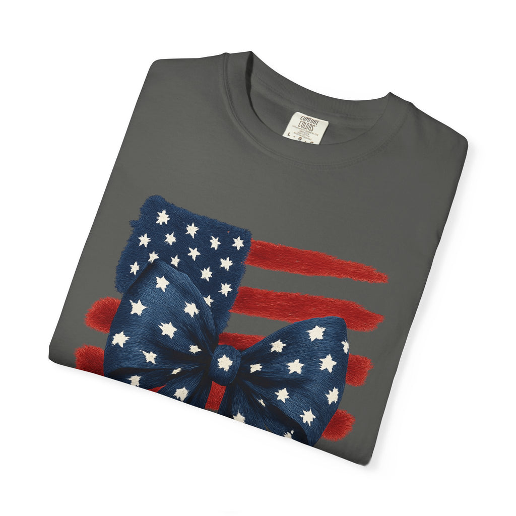 Patriotic Flag Bow T-Shirt — Americana 4th of July Tee