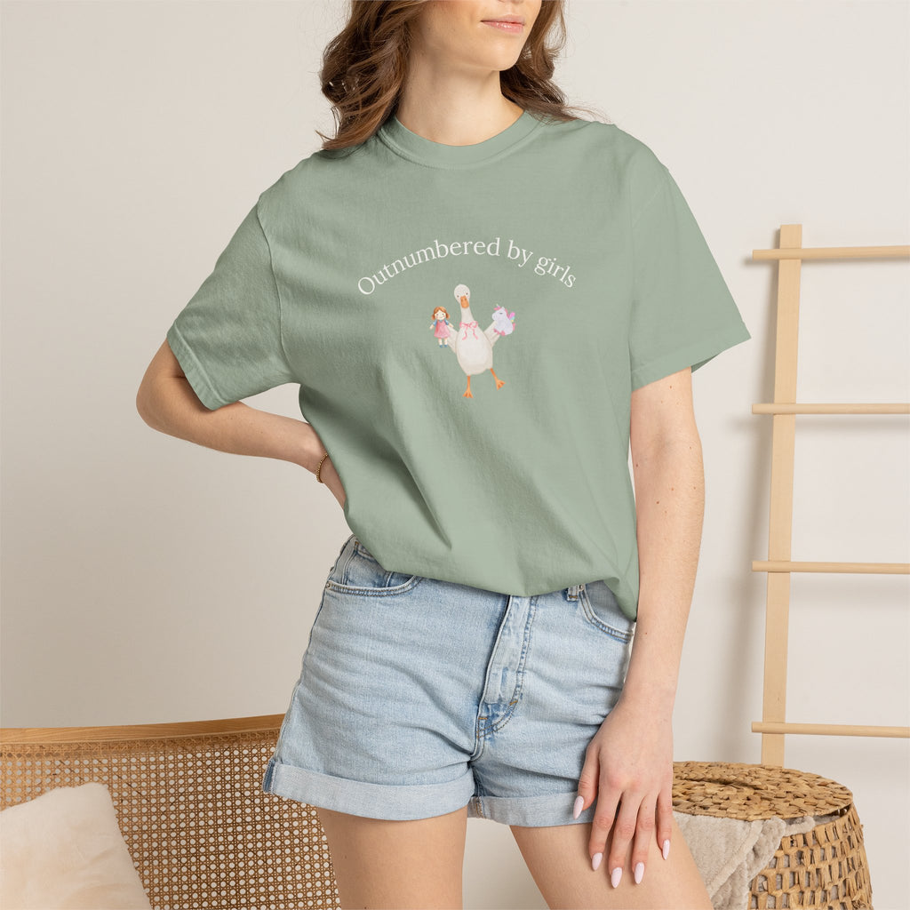 Outnumbered by Girls T-Shirt — Funny Hen Mom Graphic Tee