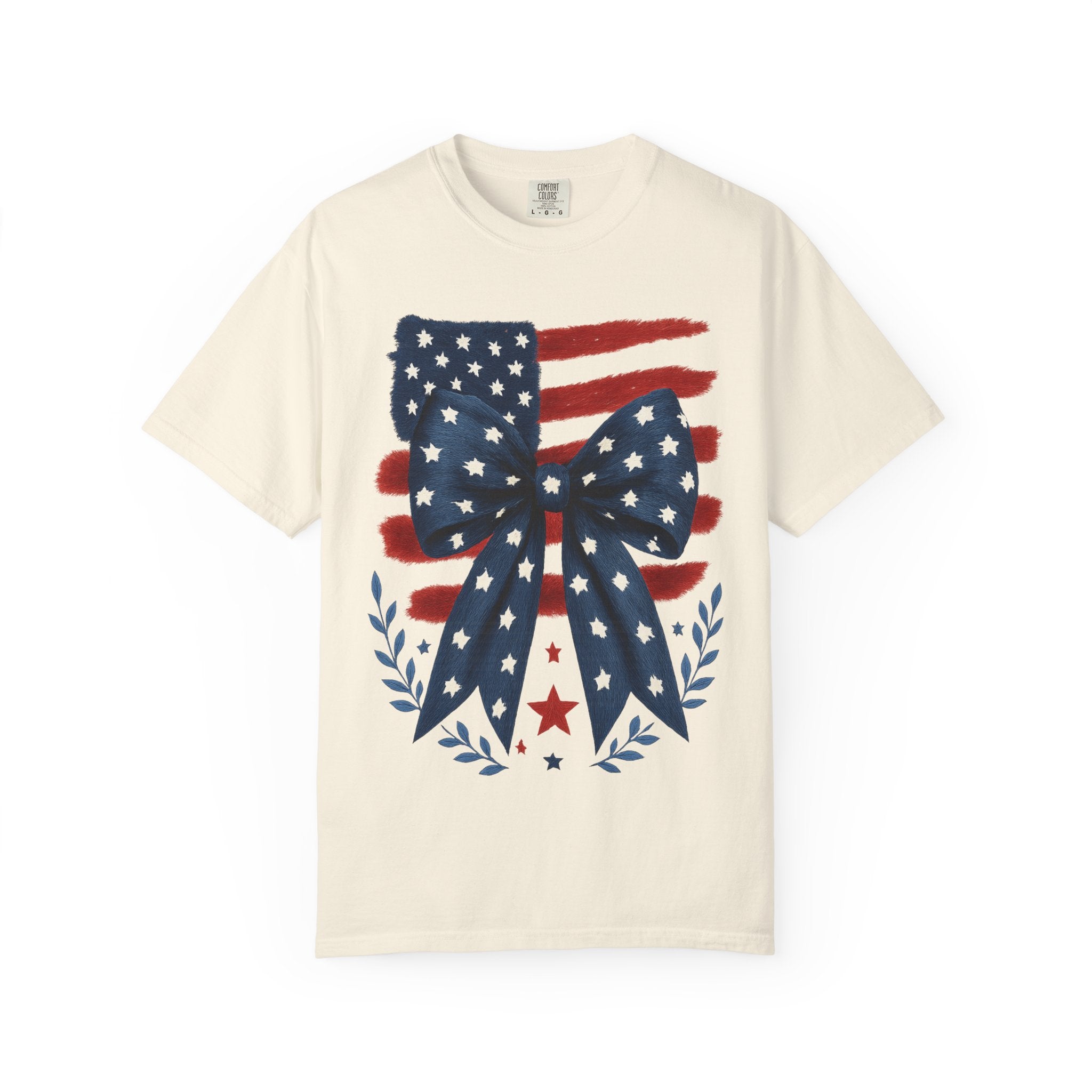 Patriotic Flag Bow T-Shirt — American Stars & Stripes Graphic Tee