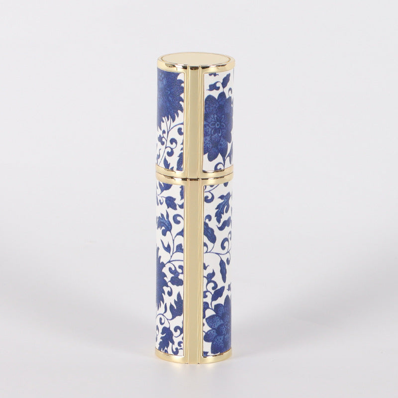 Vintage Bloom Perfume Bottle | Blue & White Travel Atomizer