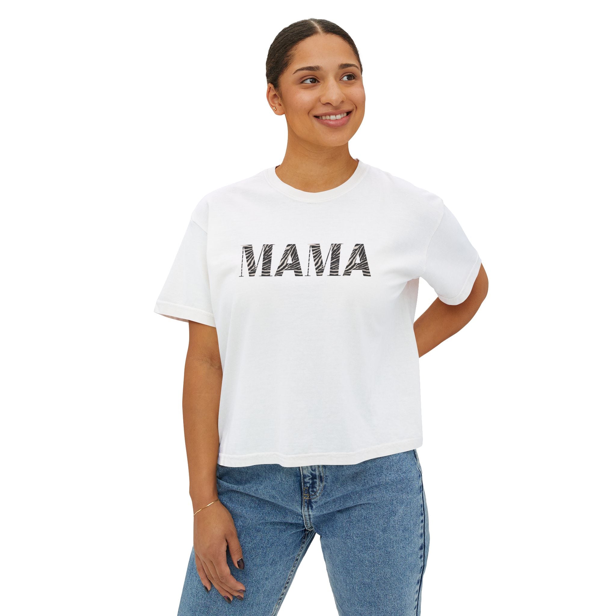 Mama Boxy Tee — Women's Casual 'MAMA' Graphic Shirt, Mother's Day Gift
