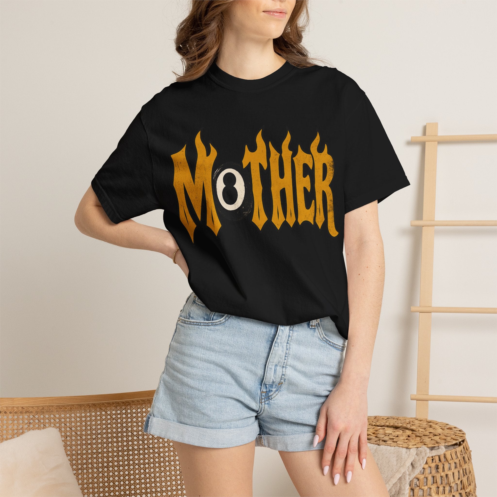 Mother 8 Ball Graphic Tee | Trendy Mom Shirt | Vintage Flame Lettering T-Shirt | Cool Mom Graphic Tee | Mother's Day Gift | Oversized Mom Tee