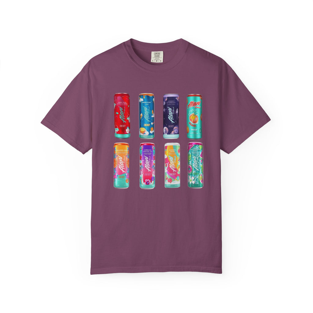 Alani Inspired Energy Drink Oversized Graphic Tee | Trendy Lavender Comfort Colors Style T-Shirt | Gym Girl, Energy Drink Lover, Casual Summer Tee