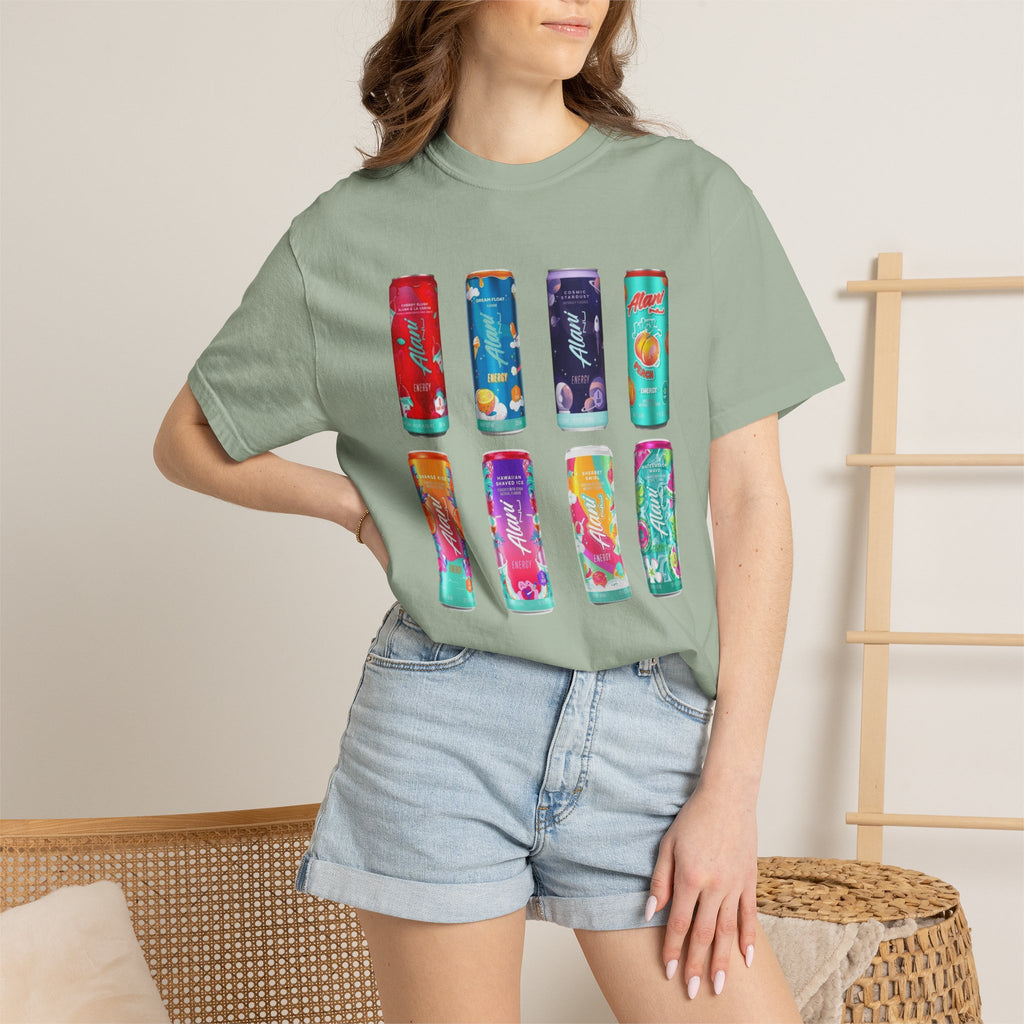 Alani Inspired Energy Drink Oversized Graphic Tee | Trendy Lavender Comfort Colors Style T-Shirt | Gym Girl, Energy Drink Lover, Casual Summer Tee