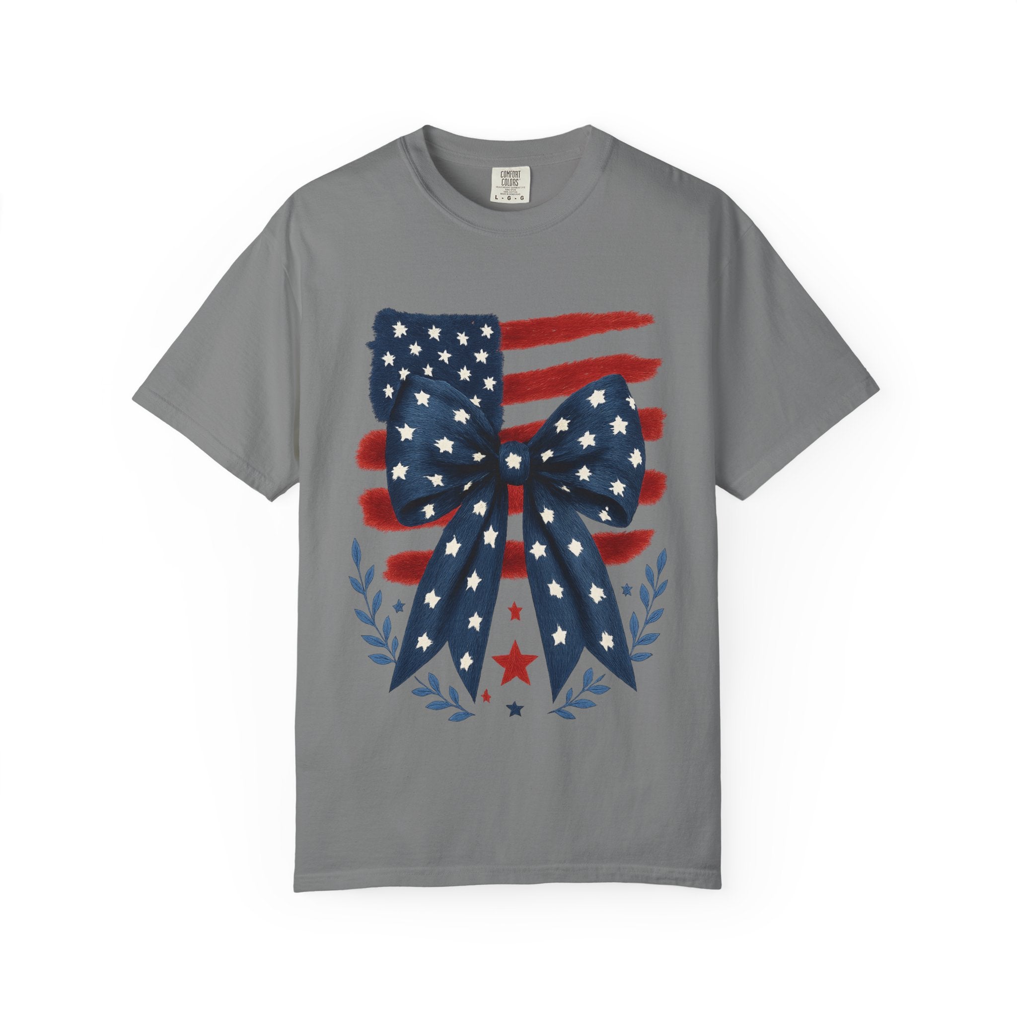 Patriotic Flag Bow T-Shirt — Americana 4th of July Tee