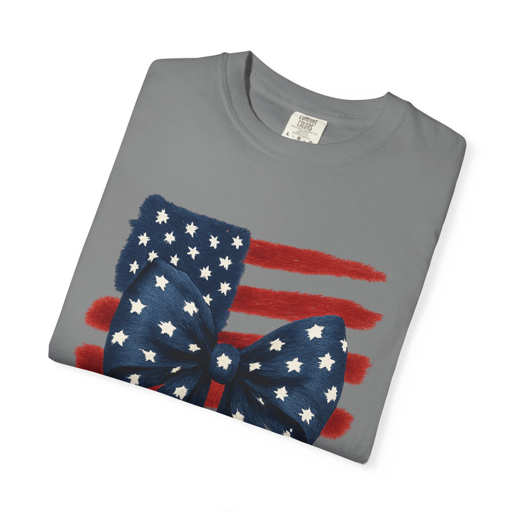 Patriotic Flag Bow T-Shirt — Americana 4th of July Tee