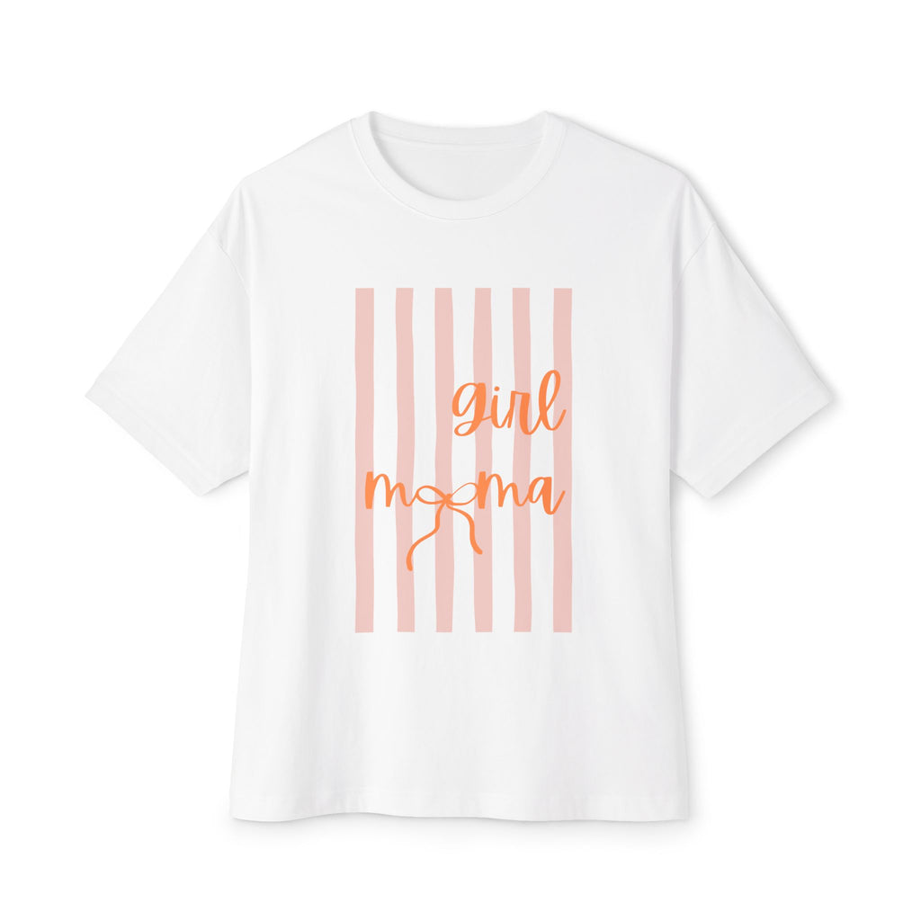 Girl Mama Boxy Tee — Pink Stripe Mom Shirt for New Moms & Mother’s Day
