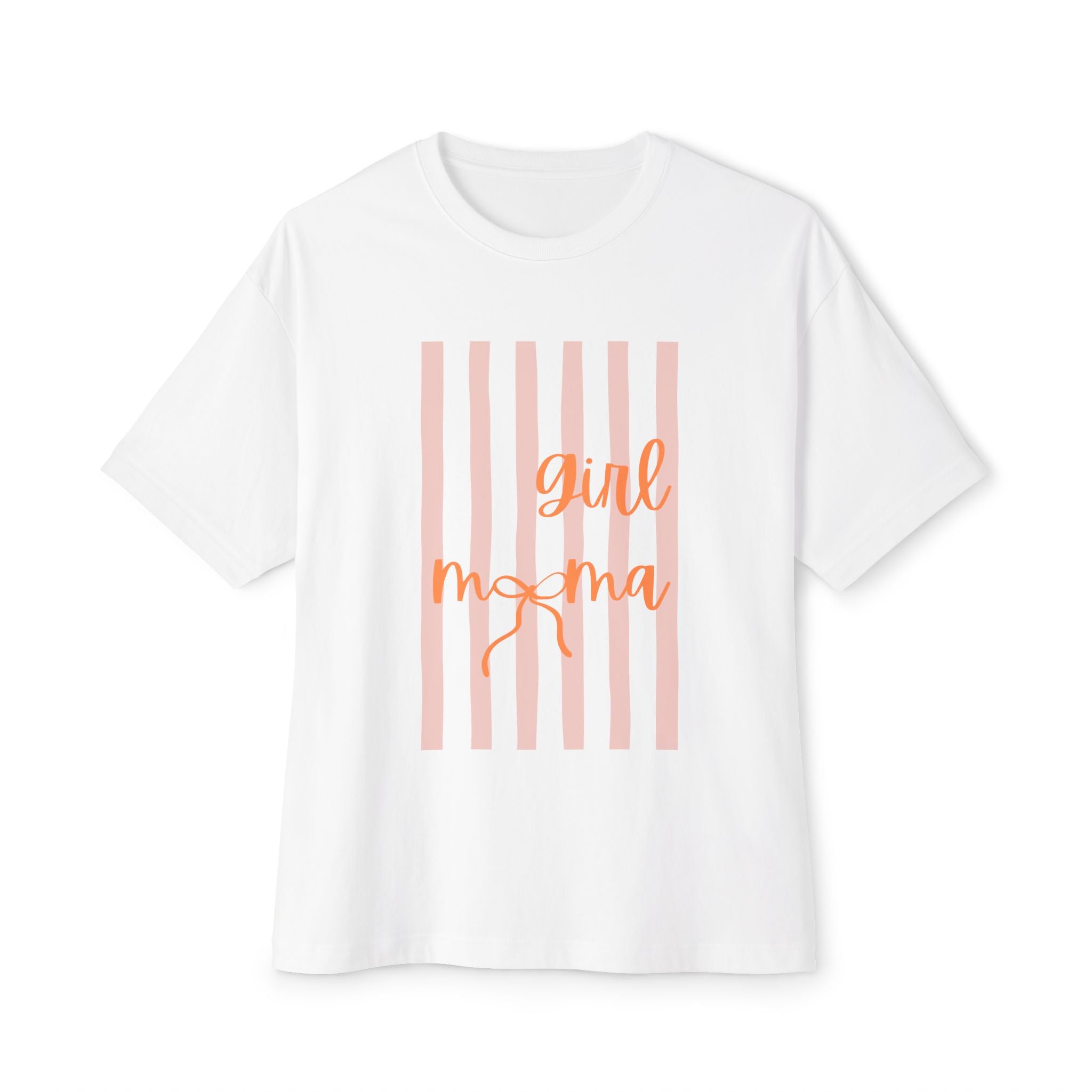 Girl Mama Boxy Tee — Pink Stripe Mom Shirt for New Moms & Mother’s Day