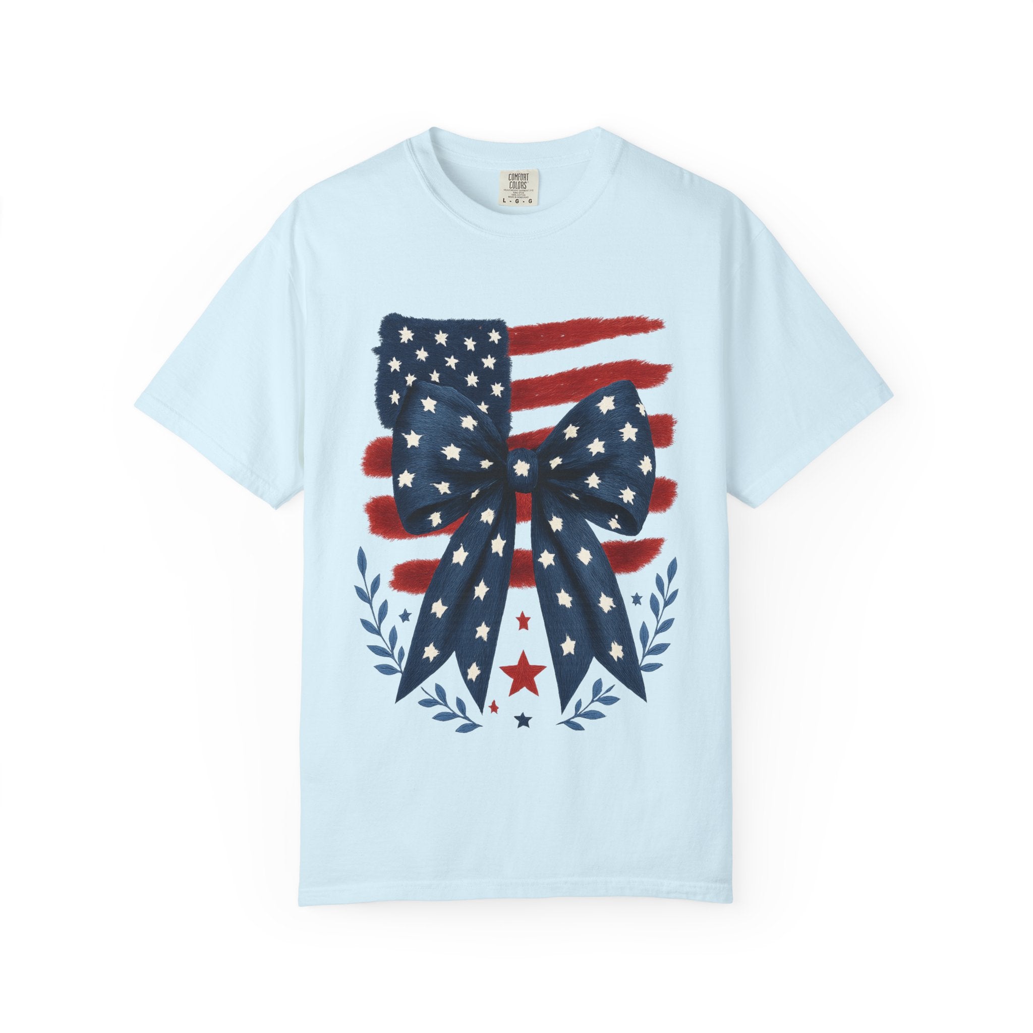 Patriotic Flag Bow T-Shirt — Americana 4th of July Tee