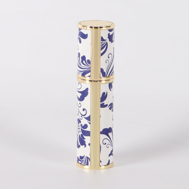 Vintage Bloom Perfume Bottle | Blue & White Travel Atomizer