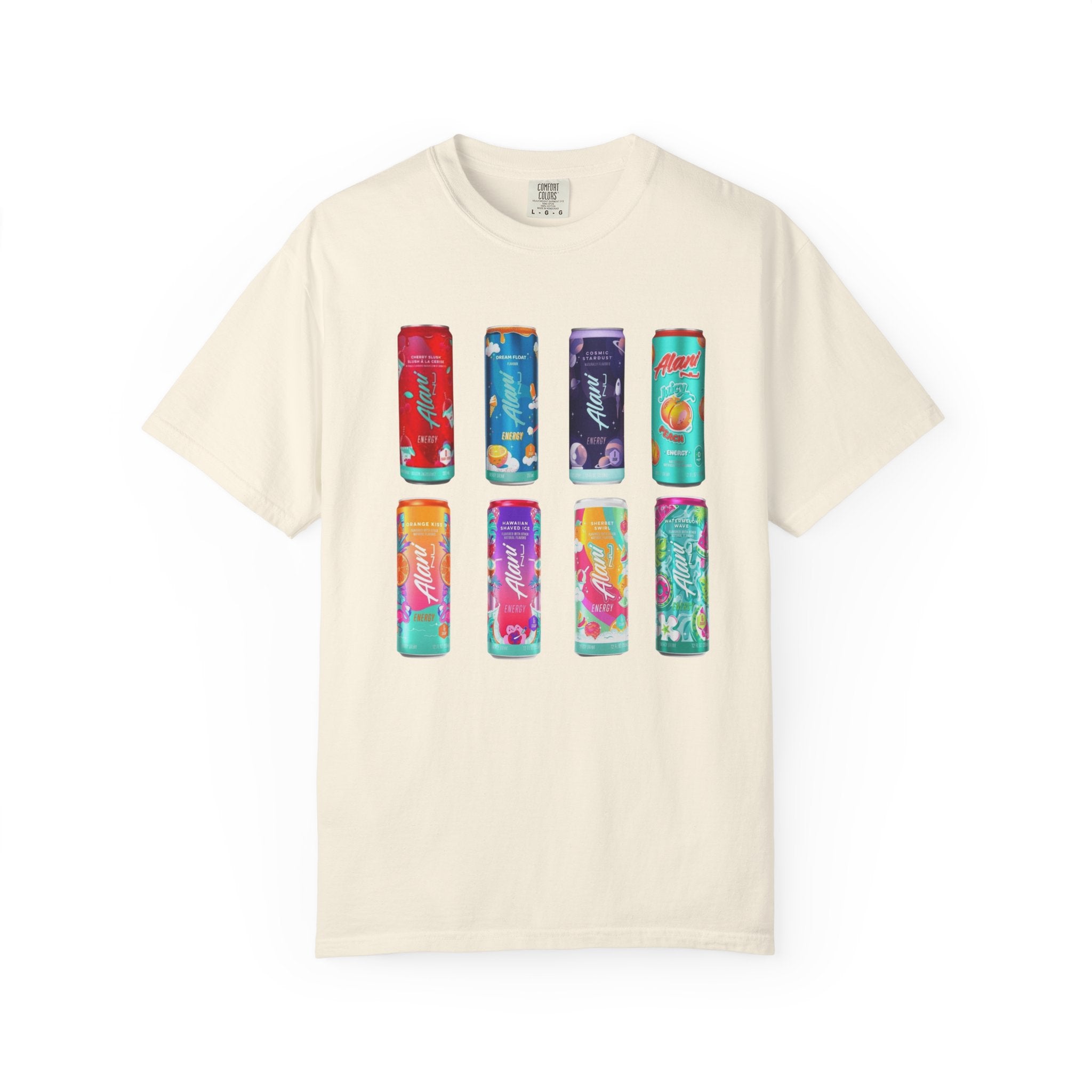 Alani Inspired Energy Drink Oversized Graphic Tee | Trendy Lavender Comfort Colors Style T-Shirt | Gym Girl, Energy Drink Lover, Casual Summer Tee
