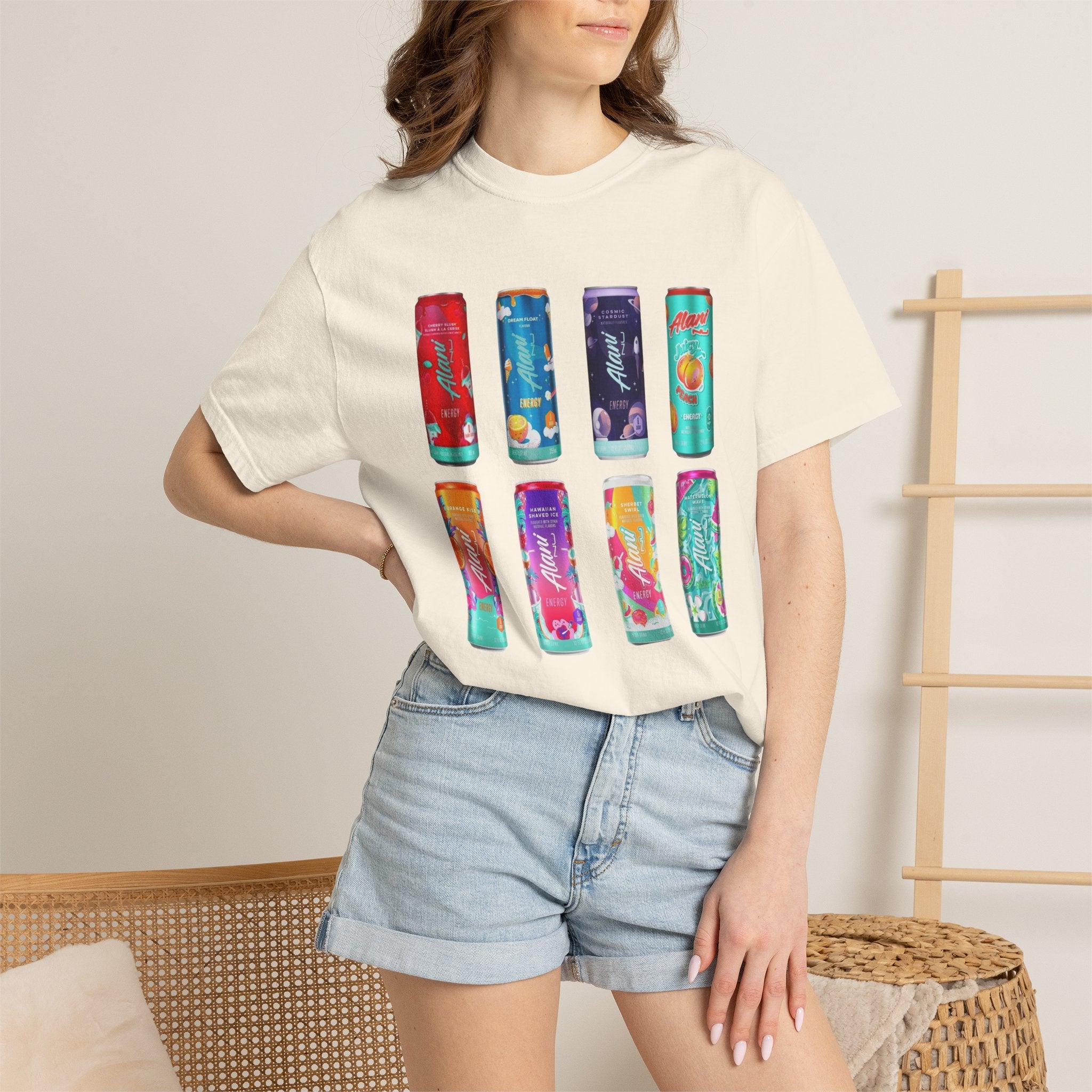 Alani Inspired Energy Drink Oversized Graphic Tee | Trendy Lavender Comfort Colors Style T-Shirt | Gym Girl, Energy Drink Lover, Casual Summer Tee
