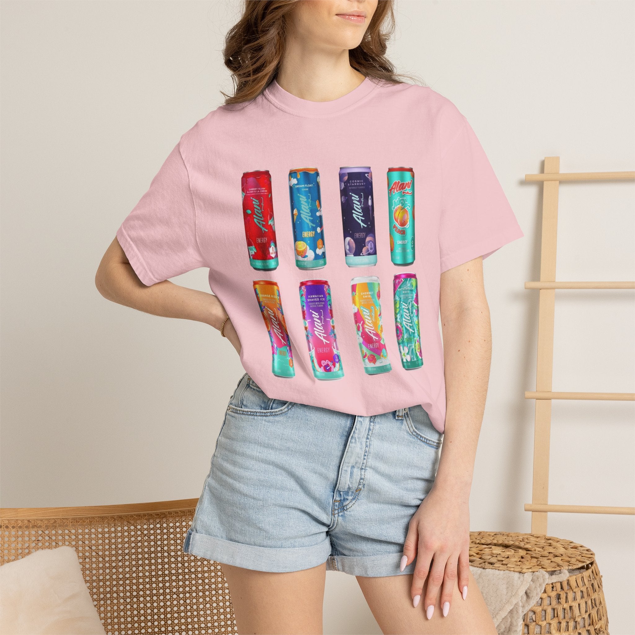 Alani Inspired Energy Drink Oversized Graphic Tee | Trendy Lavender Comfort Colors Style T-Shirt | Gym Girl, Energy Drink Lover, Casual Summer Tee
