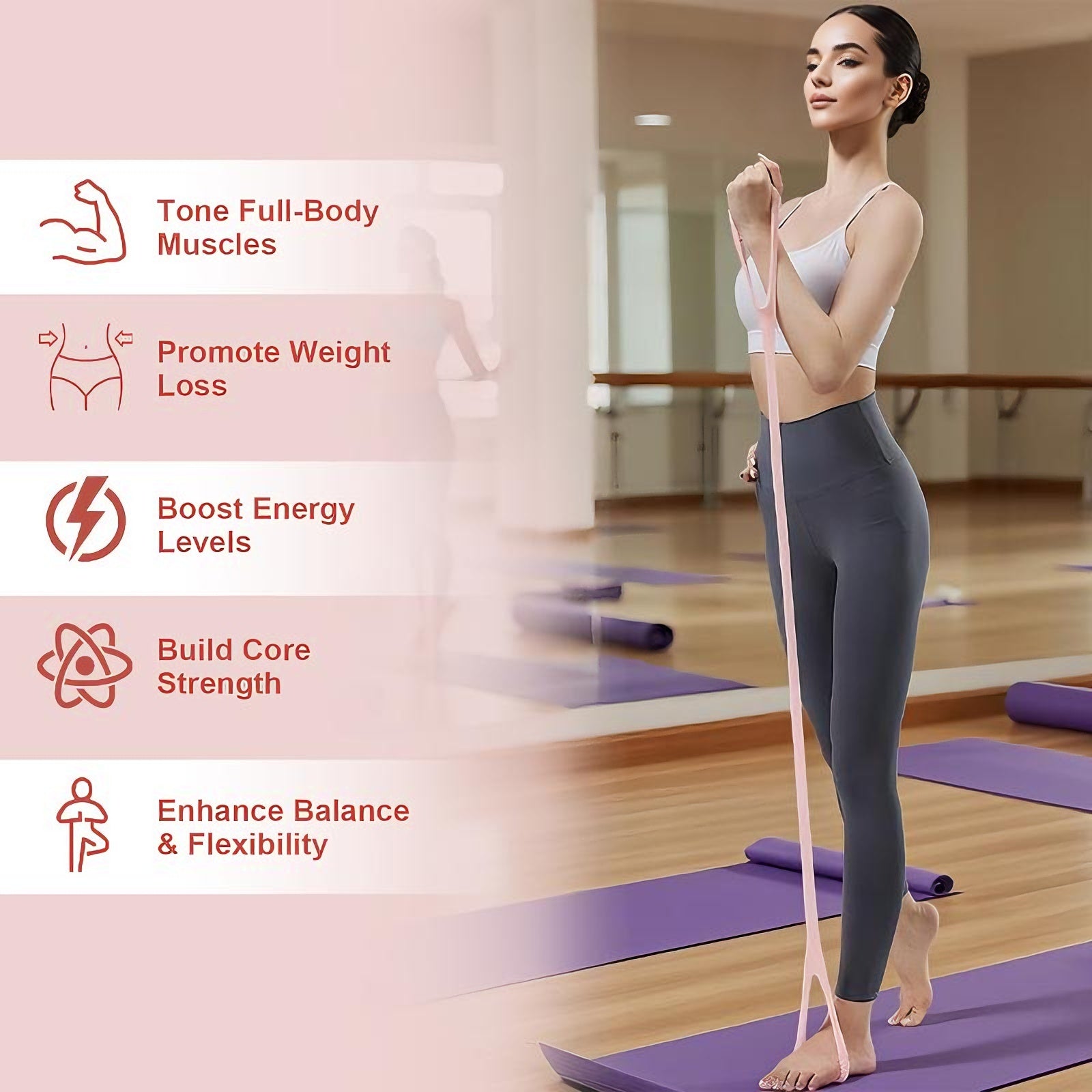 Figure 8 Resistance Band – Full Body Stretch & Toning Band for Arms, Waist & Back Workouts