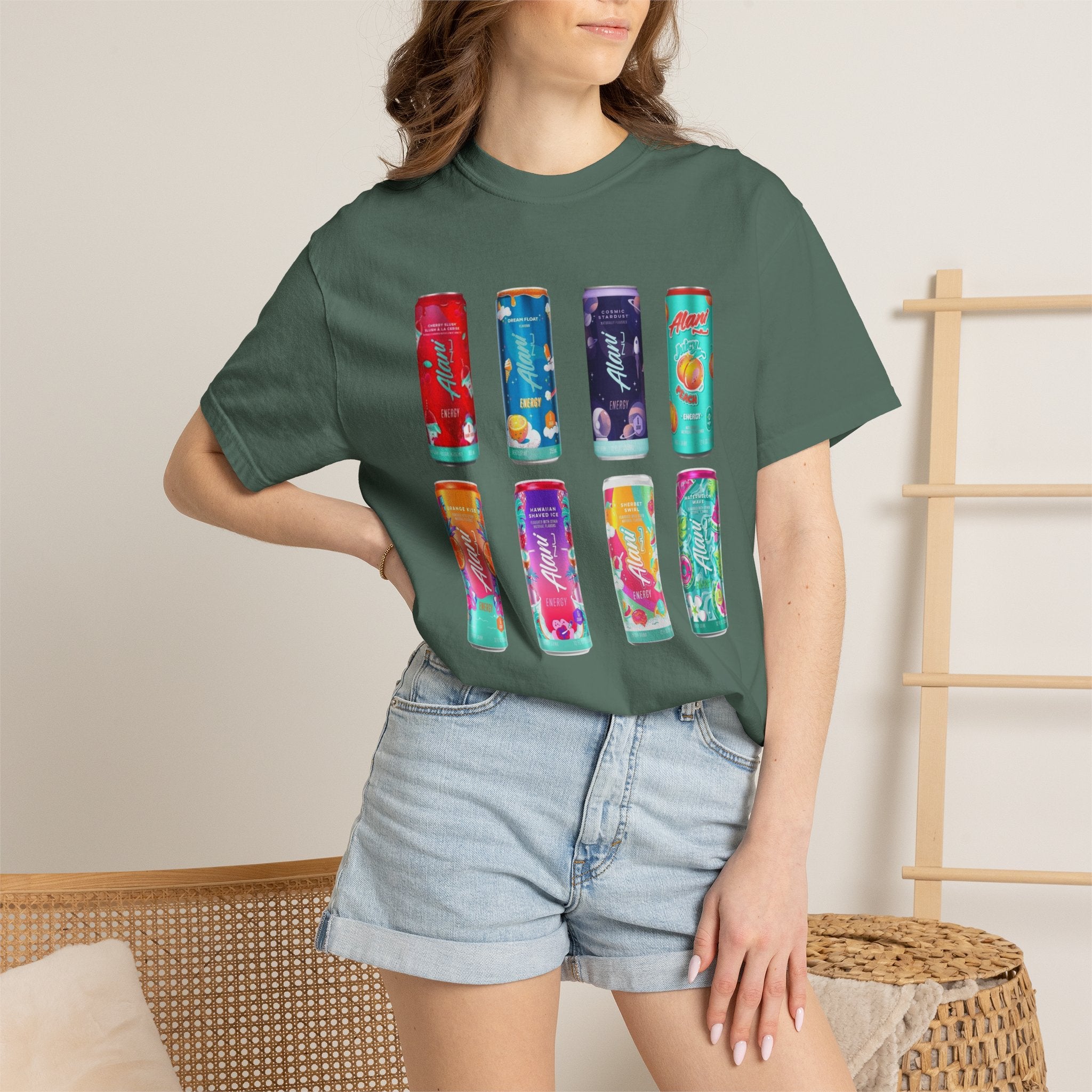 Alani Inspired Energy Drink Oversized Graphic Tee | Trendy Lavender Comfort Colors Style T-Shirt | Gym Girl, Energy Drink Lover, Casual Summer Tee