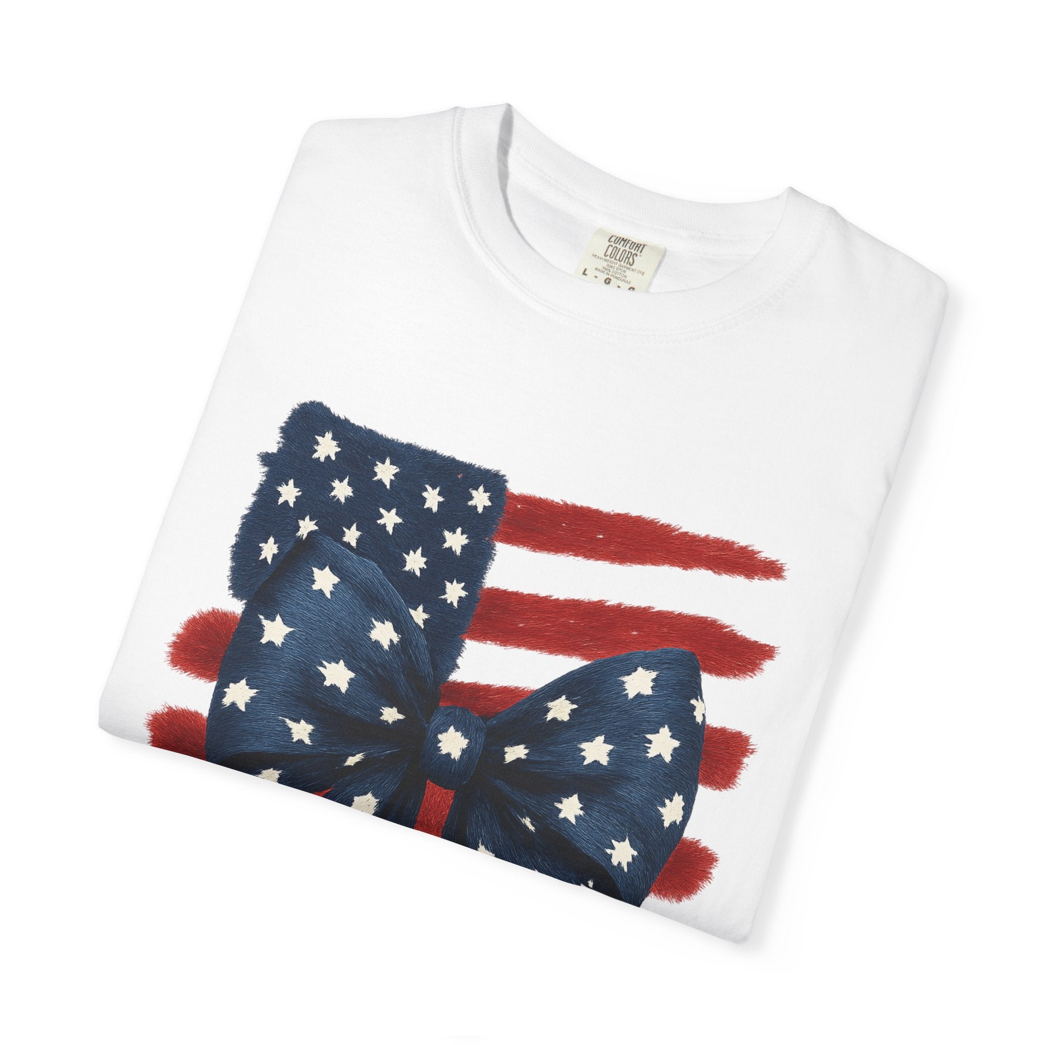 Patriotic Flag Bow T-Shirt — American Stars & Stripes Graphic Tee