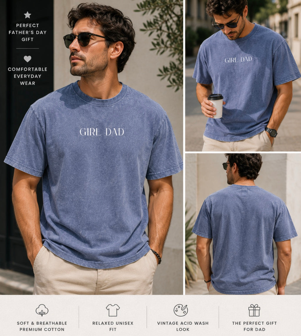 Girl Dad Shirt | Vintage Acid Wash Father’s Day Graphic Tee